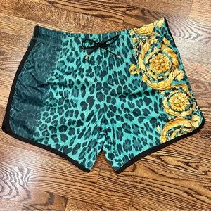 Versace Green/Gold Leopard Swim Shorts